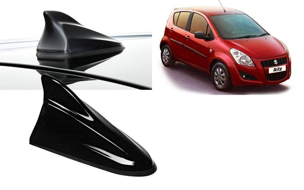 Auto Pearl Shark Fin Antenna Universal Replacement Car Antenna Roof Aerial ABS Material Waterproof Rubber Ring AM FM Radio Signal Compatiable with - Ritz Type-2 (Color Black)