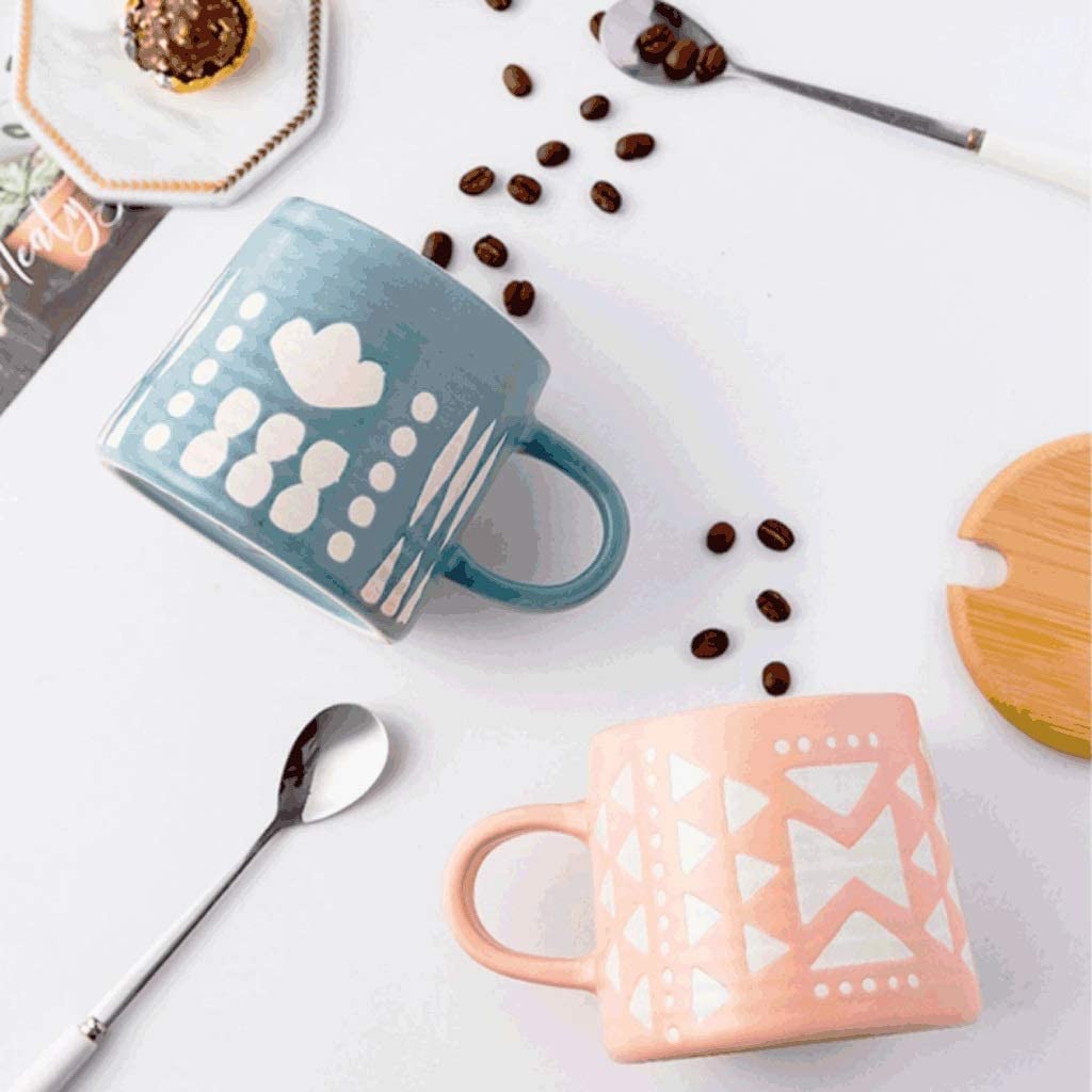 Tasse Kaffeebecher Kaffeetasse Mit Geometrischem Muster, Große Keramiktasse 400 Ml, Kaffeetasse, Trinkbecher, Tolles Geschenk for Die Familie Teetasse Kaffeetassen (Color : E)