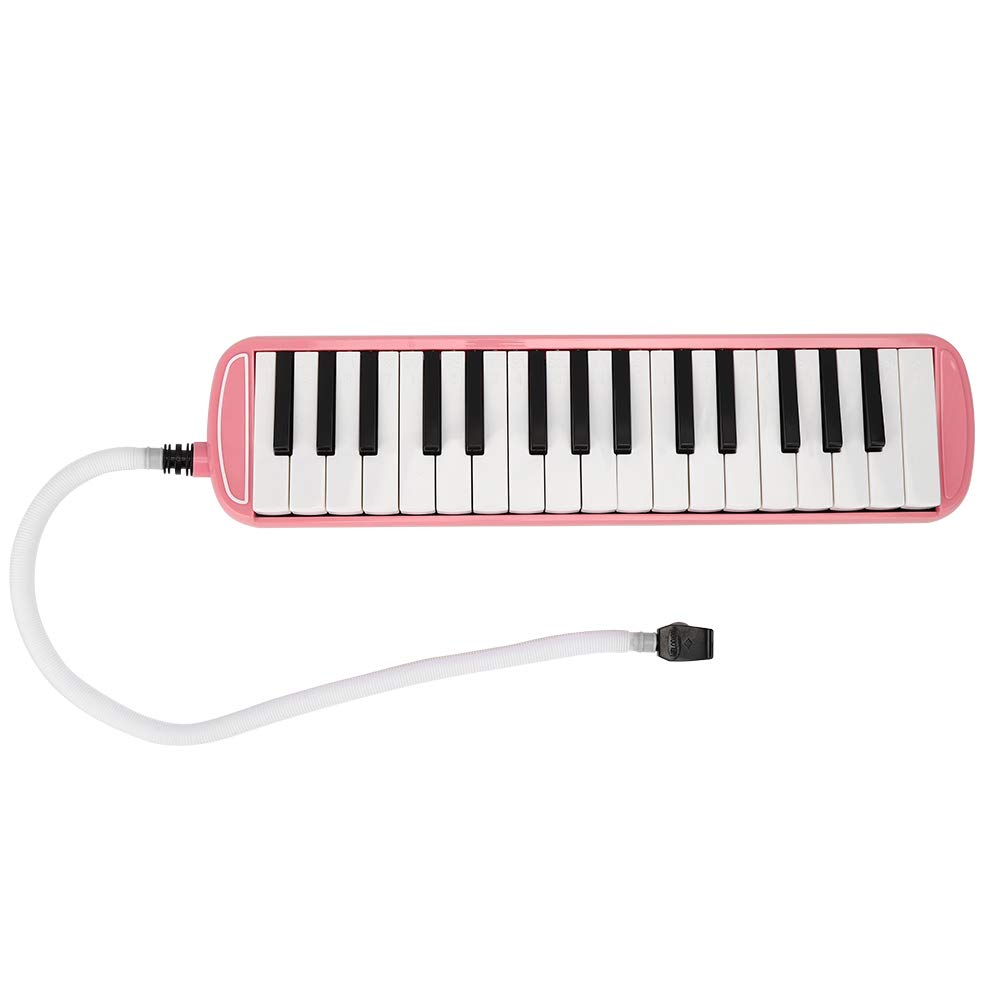 Melódica de 32 Teclas, Boquilla de Resina, Instrumento Melódica con Fondo de Acero Inoxidable para Principiantes, Instrumento de Educación Musical (Rosa)