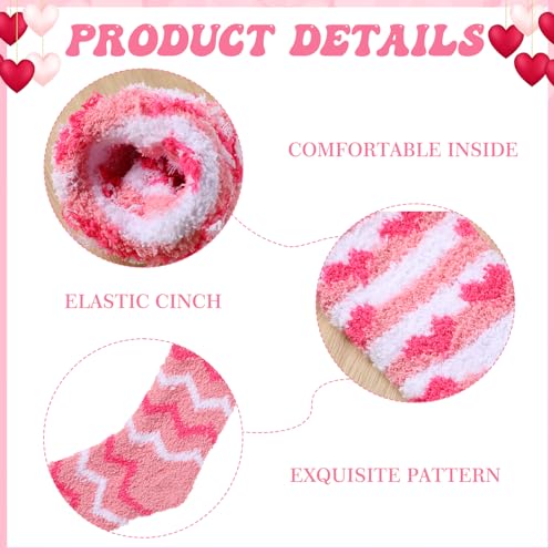 Image of Unittype 24 Pairs Fuzzy Socks Bulk Women Pink Fluffy Socks Soft Cabin Comfy Plush Warm Slipper for Winter Valentines Day