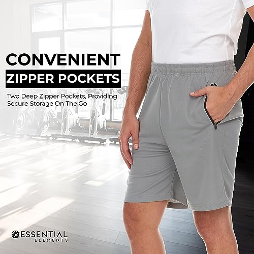 4 Pack: Men's 8" Athletic Running Quick Dry Mesh Shorts with Zipper Pockets (Available in Big & Tall)3