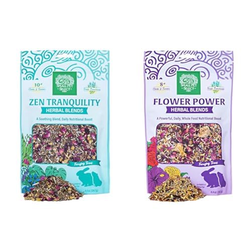 Zen Tranquility & Flower Power Herbal Blend, a Natural Herbal Treat for Rabbits and Guinea Pigs, 4.4oz Each