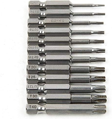 Magnetic Star Torx Security Head Screwdriver Bits Set 12pcs 50mm 1/4 Inch Hex Shank S2 Steel