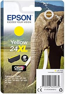 Epson 24XL Yellow Elephant High Yield Genuine, Claria Photo HD Ink Cartridge, XL High Capacity