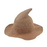 Aniler Men's and Women's Halloween Witch Hat Wool Knitted Cap for Party Masquerade Cosplay Costume Accessory Daily (Khaki)