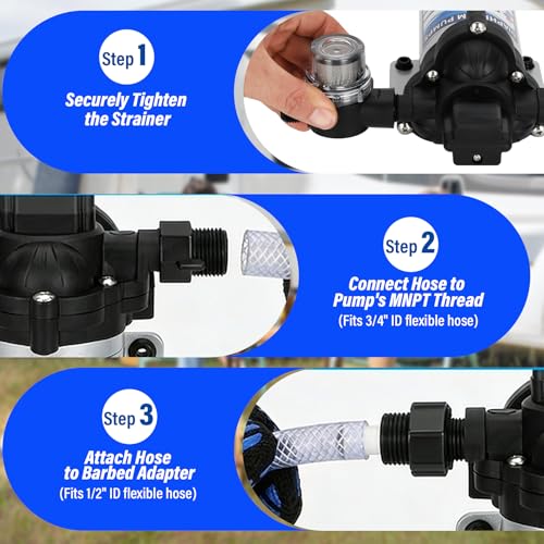 Image of 2026 Upgraded 2088-594-144 RV Fresh Water Pump, 115V AC 4.0 GPM 240GPH Self-Priming Diaphragm Water Pump, 15.1LPM 45PSI with Pressure Switch & Detachable Filter, Quiet Operation for RV Marine Yacht