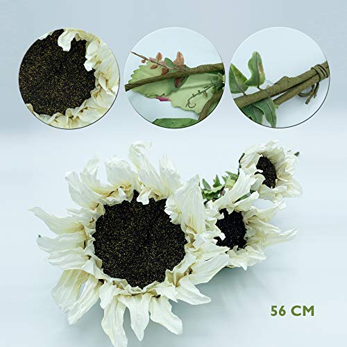 Wellhome - Bouquet di Girasole, 3 Fiori a Colori, 56 cm, Pezzo Unico - Image 3