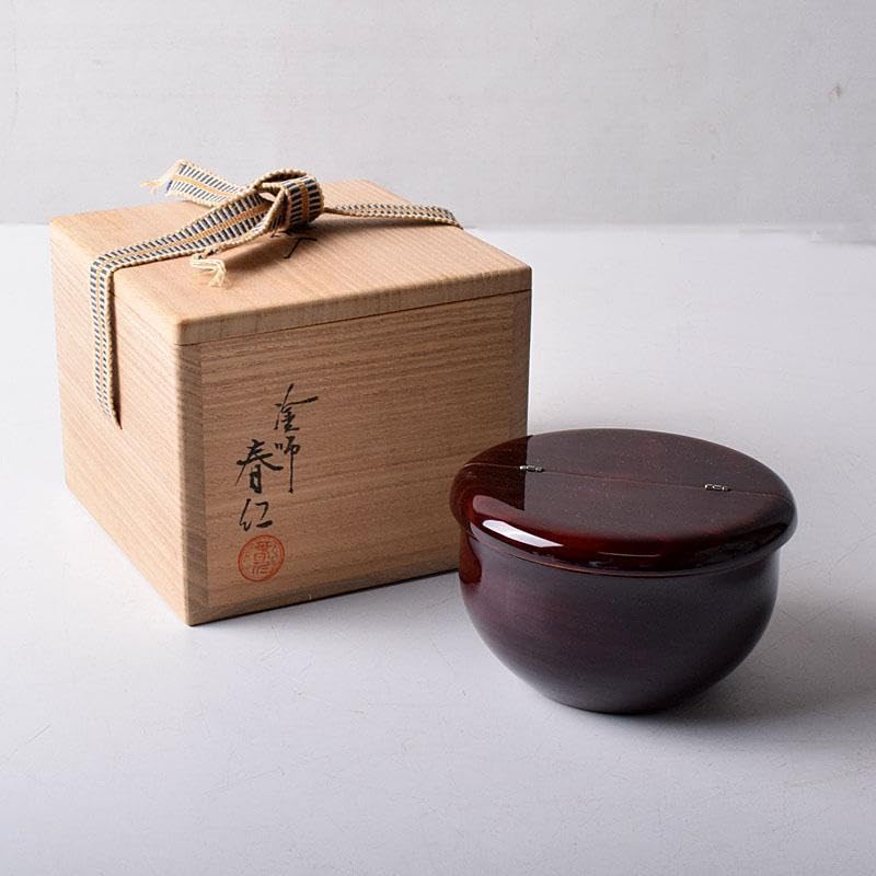 茶道具　栄春造　溜塗　老松蒔絵　茶器　龍村美術織物謹製仕覆付　共箱　V　7529 茶道具栄春造溜塗老松蒔絵茶器龍村美術織物謹製仕覆付共箱V7529
