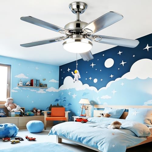 Image of Astronaut Ceiling Fan Pull Chain,12in Spaceman Hanging String Charm Extension Decoration, 3mm Beaded Fan Light Pull Chains Extender Ornament with Connector for Kids Room
