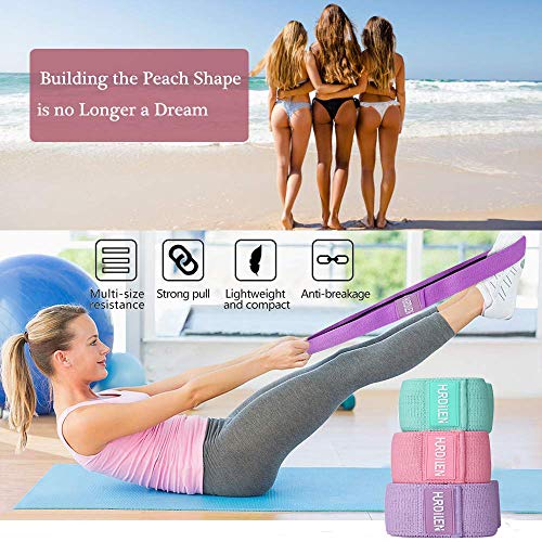Hurdilen Resistance Bands Loop Exercise Bands,Workout Bands Hip Bands Wide Resistance Bands Hip Resistance Band for Legs and Butt,Activate Glutes and Thigh (Pink,Light Purple,Green)