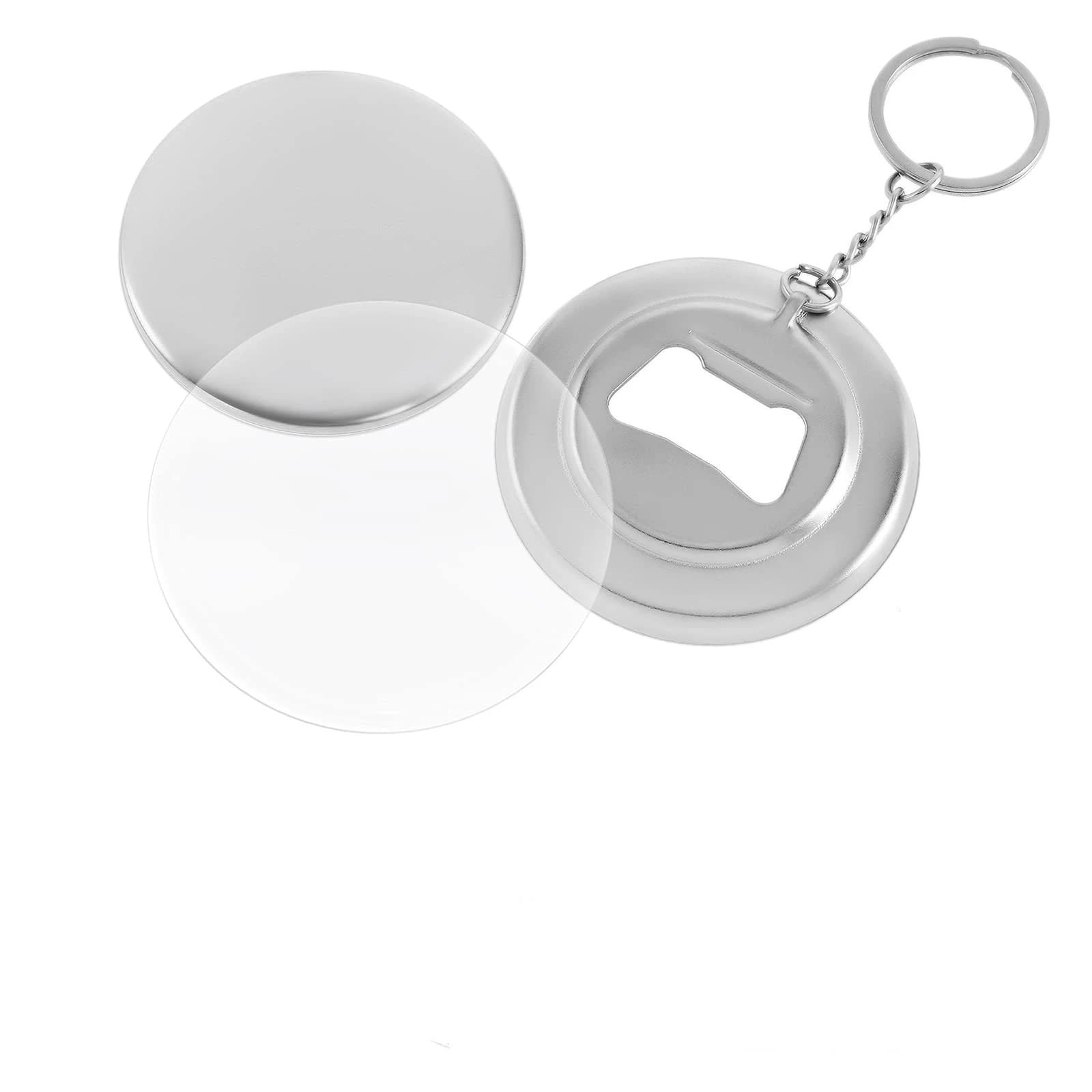 Llavero de 58 mm, abridor de botellas, insignia, botón, suministro, piezas básicas, materiales, 100 juegos