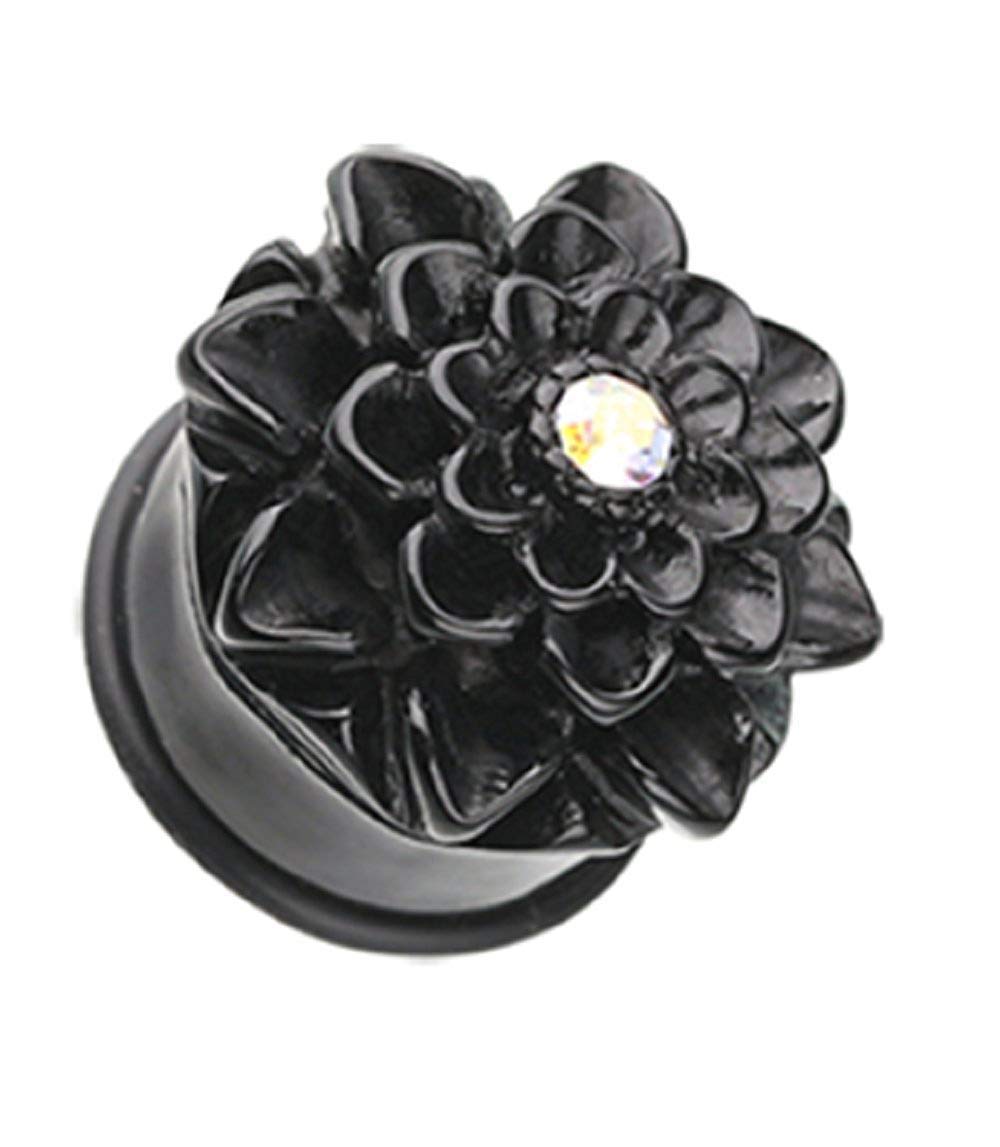Covet Jewelry Charming Chrysanthemum Flower Single Flared Ear Gauge Plug