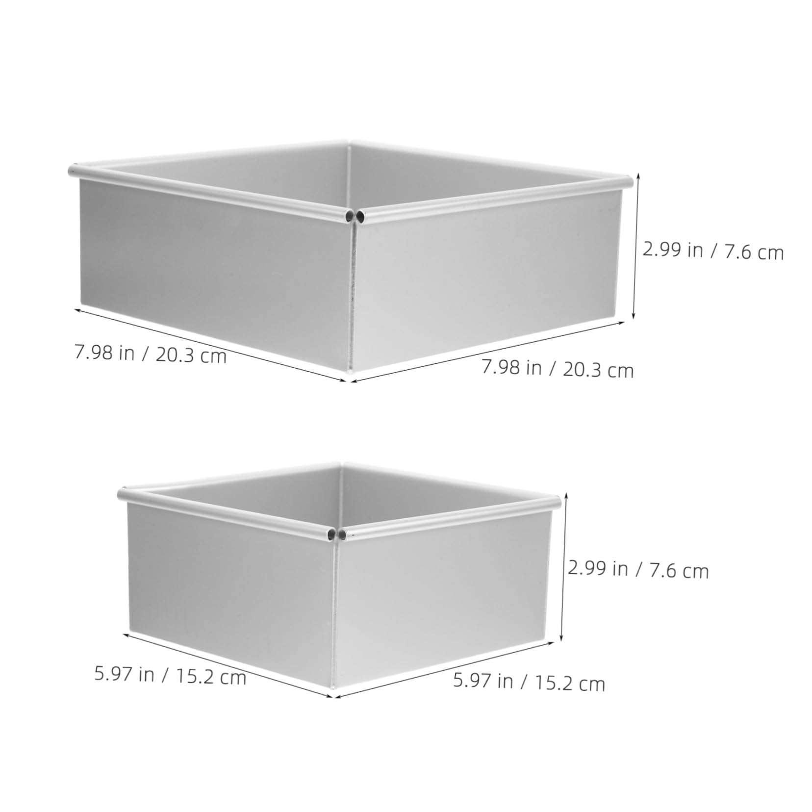 2 pièces Moules à Pâtisserie Carrés Aluminium avec Fond Amovible Moules à Gâteau Antiadhésifs pour Chiffon Tiramisu et Mousse Accessoires de Cuisson Polyvalents pour Maison et