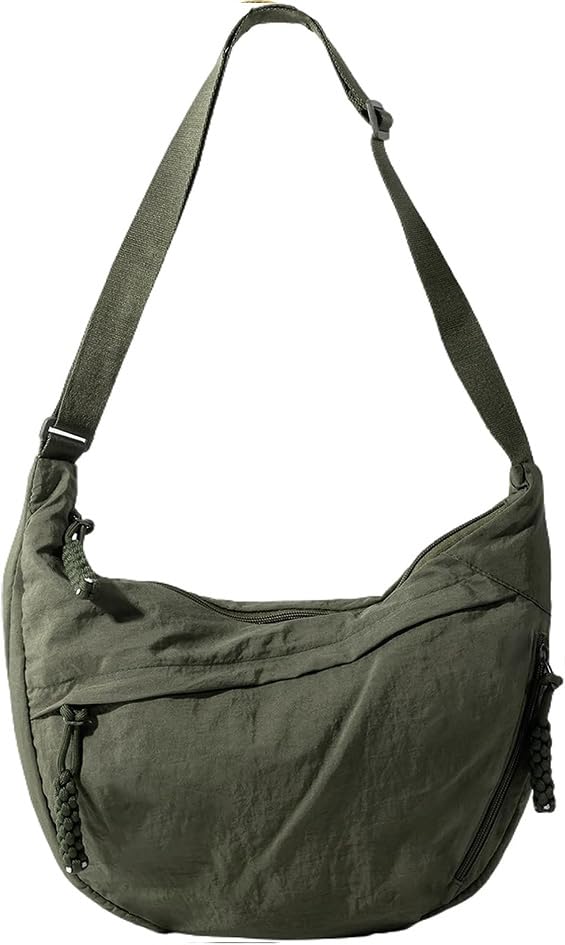 Image of Stvin Crossbody Travel Sling Bags for Women and Men, Crescent Shoulder Purse Bag with Zipper & Adjustable Strap, Half - Moon Shaped Waist Bag, Unisex Chest Bag - Nylon Fabric