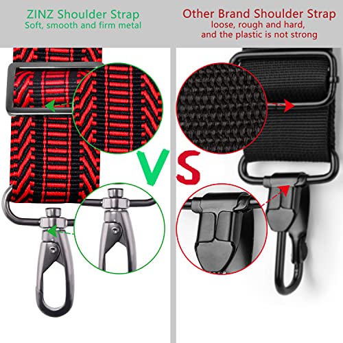 Image of ZINZ 79 inch Shoulder Strap, Extra-thick Fixed Cushion Pad and Dual Clasps Universal Replacement Strap with Metal Swivel Hooks (200cm) (Black&Red Jacquard)