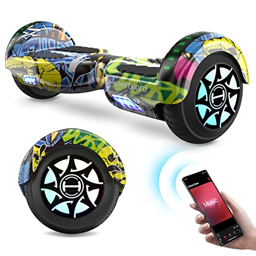 Hoverboards Hoverboards H4 Hoverboards à deux roues auto-équilibrées avec Bluetooth, haut-parleur, lumières LED clignotantes pour garçons et filles 16,5 cm Cover