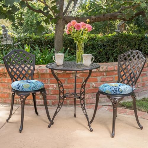 Water Repellent Bistro Chair Cushions Set of 2, Dahlia Blue