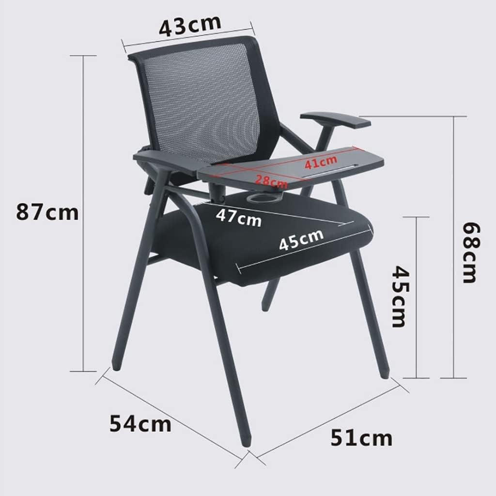 右利き用メッシュ折りたたみチェア（パッド入りシートとデスクアーム付き） - 教室、自宅オフィス、イベントに最適な快適な学生用ネストチ