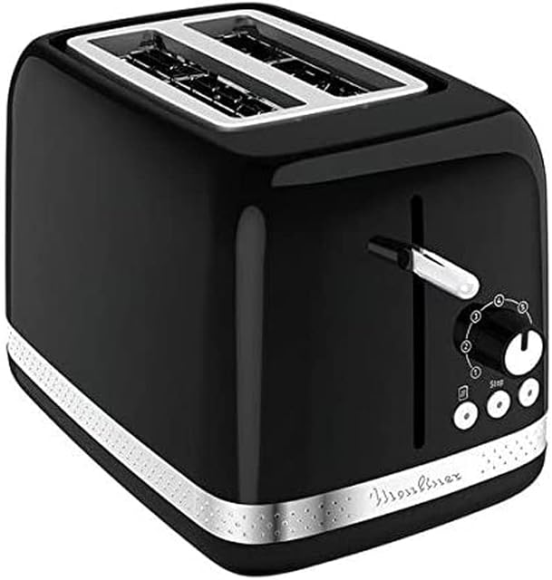 Moulinex LT300842 2-Slice Toaster, Stop/Eject, Defrost, Reheat, 7 Browning Levels, Variable Width Slots, Removable Crumb Tray, High-Lift Lever, Cord Storage, For Bread, Crumpets, 850 W, Black