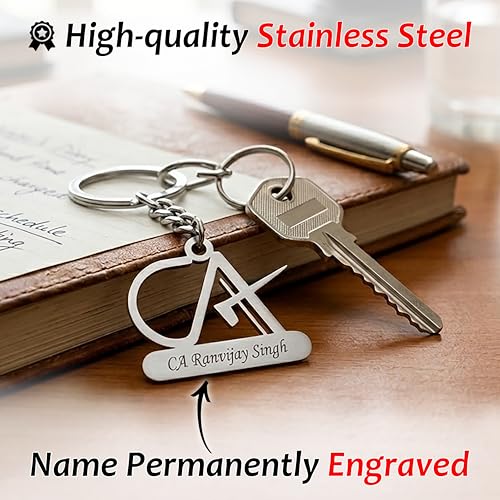Image of SAVRI Personalized Stainless Steel Keychain | With Name Engraved | Premium Gift | Keyring for Office & Gifting