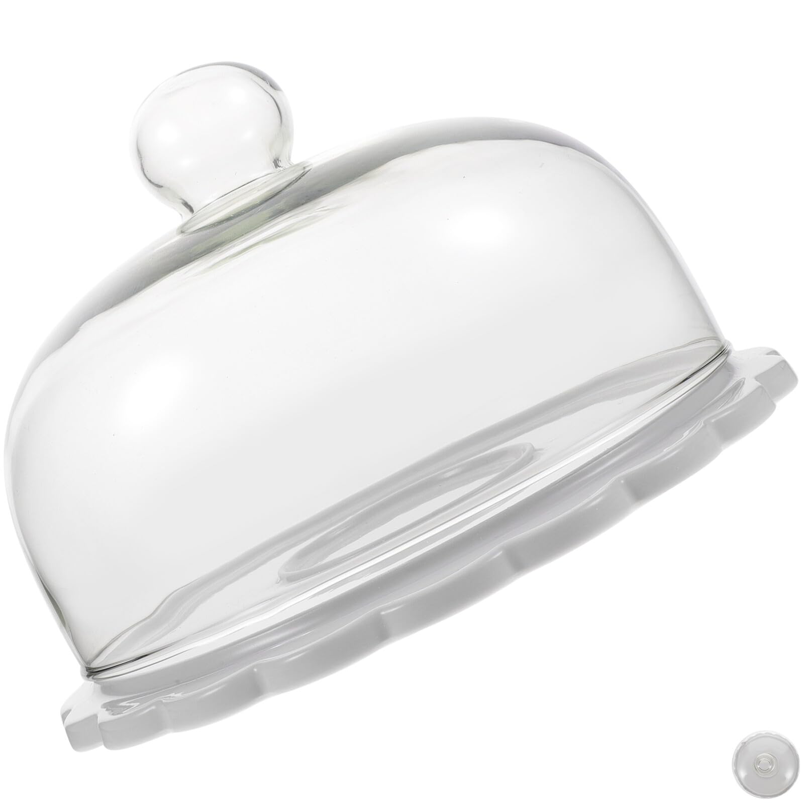Kuchenständer Glas Und Keramik Mit Deckel Dessertplatte Rund 23,5cm Gewölbte Tortenhaube Für Hochzeit Party Und Tischdekoration