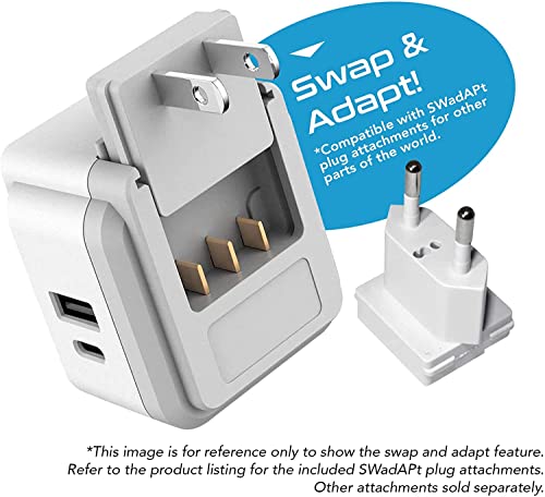 Image of Ceptics Travel Adapter India to Japan, Philippines Power Travel Plug Adapter Set, 20W PD & QC, Dual USB & USB-C 3.1A - 2 USA Socket - Compact - Use in USA, Bahamas, Canada Includes Type A, Type B
