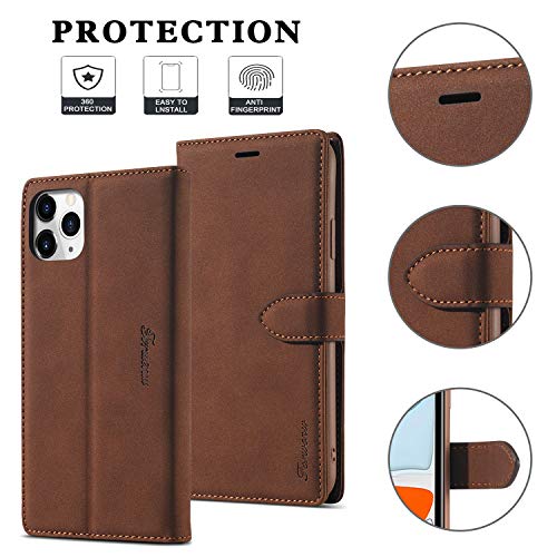 Eyzutak Case For Iphone 11 6.1 Inch, Vintage Wallet Folio Flip Cover Full Coverage Premium Leather Case With Magnetic Closure Kickstand Card Slots - Rose Gold #TOP5