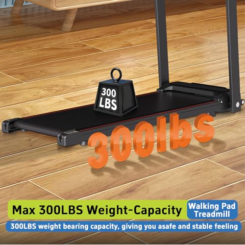 Image of Walking Treadmill Pad with APP, Folding Treadmills with Handle Bar, Low Noise Walking Vibration Pad, Quiet Walking Machine, 3HP Electric Walking 300LBS Capacity, Capacity, Portable Small Home Gym