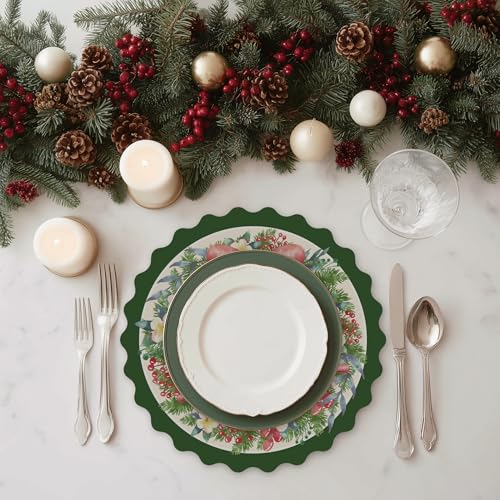 Soul & Lane 48 Pack Round Paper Placemats, Christmas Disposable Placemats for Party, 13.5-Inch Paper Place Mats for Dining Table, Holiday Decorative Table Mats, Christmas Wreath – Image 3