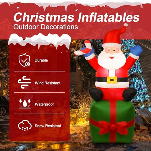 BHCASE 1.8m/5.9ft Infláveis de Natal de 6 pés Papai Noel à prova d'água 6 LED gigante iluminado cai
