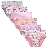 Cadidi Dinos Girls' Underware Cotton Panties Flamingo Baby Toddler Soft Underwears Kids Briefs (Pack of 6) Size 6 7