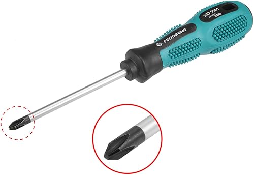 Miniatura 4 de uxcell Phillips - Juego de destornilladores, 1 & # 2 destornillador de cruz magnética, eje redondo de acero CR-V de 4 pulgadas