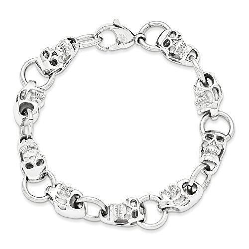ICE CARATS Stainless Steel Skulls 8.75in Bracelet 8.75 Inch Men Gothic Fashion Jewelry for Dad Mens Gifts for Him