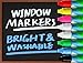 Car Window Markers for Glass Washable, 8 Jumbo Liquid Chalk Pens with 10mm Wide Tips & 3 in 1 Nib, Window Paint for Glass, Chalkboard, Menu Board, Restaurant, Bistro, Grocery Store