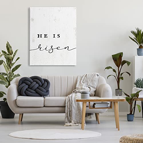 Image of He Is Risen Rustic Faith Phrase, 36 x 48 Inch Canvas Wall Art | Stupell Industries | 36 x 48 Inches, Easy to Hang and Sturdy, Made in USA, by Lil' Rue