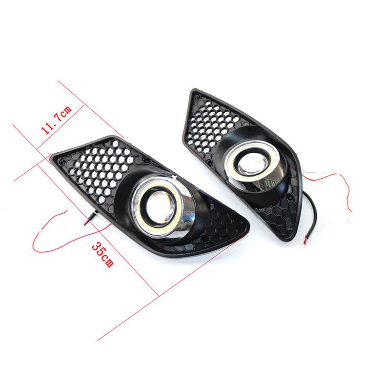 Marco de lámpara de niebla compatible con Be-nzz y M-erc-edess C-Class W204 08-10 con luz blanca de espejo convexo y rejilla de parachoques delantero miniatura 4