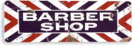 Tinworld Letrero de estaño: Barbería Barbería rústica Decoración de metal Cottage Cueva A901