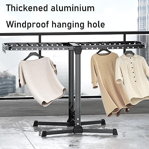 Foldable Portable Aluminium Clothes Drying Rack - Space Saving, Double Wing Height Adjustment for Laundry, Bathroom, Balcony - Versatile Shoe & Socks Storage Solution