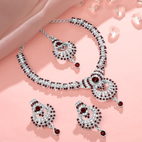 Image of Atasi International Delightful Rhodium Silver Plated Alloy Choker Necklace Set For Women