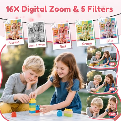 Image of Digital Camera, FHD Digital Point and Shoot Camera with 16X Zoom Anti Shake, 48MP Compact Small Camera with 32GB Card for Boys Girls Kids Purple