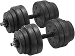 SONGMICS Dumbbells Set, with Extra Barbell Bar, 44 lb, Weight Adjustable, Fitness Training, Home Gym, 1 Pair, Black USYL20HBK
