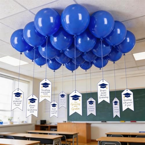 Image of Blue Balloons Blue Birthday Decorations - 100 Pack Balloon 12 inch for Birthday Graduation Baseball Nautical Retirement Bachelorette Patriotic Party Decorations