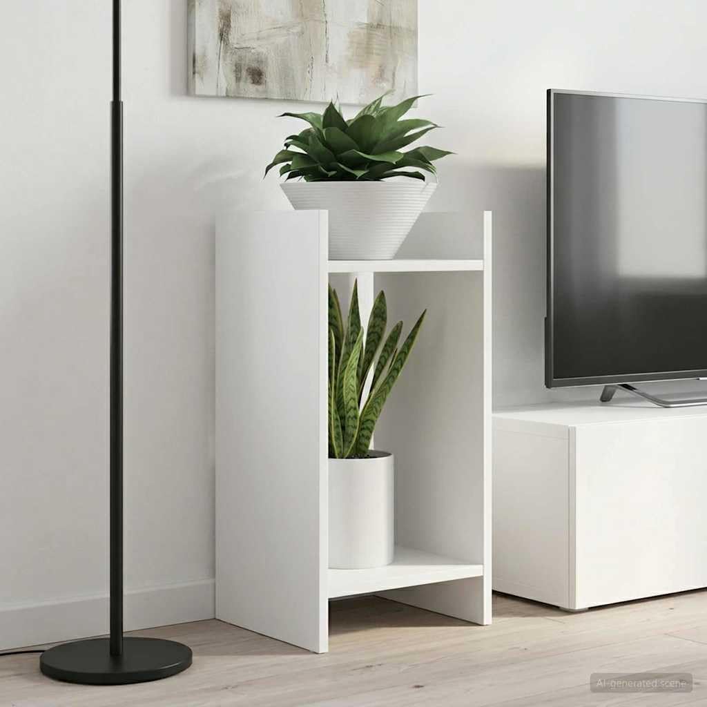 Set di 2 moderni supporti per piante in legno bianco, 30 x 30 x 60 cm, struttura aperta per interni, scaffale salvaspazio piccolo per una presentazione chiara