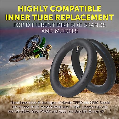 Image of AR-PRO (2-Pack) 2.50 /2.75-10 Dirt Bike Replacement Inner Tubes Heavy Duty|Compatible with Honda Crf50 /Xr50, Razor MX650 / MX500, Suzuki DRZ70 / JR50, Yamaha PW50