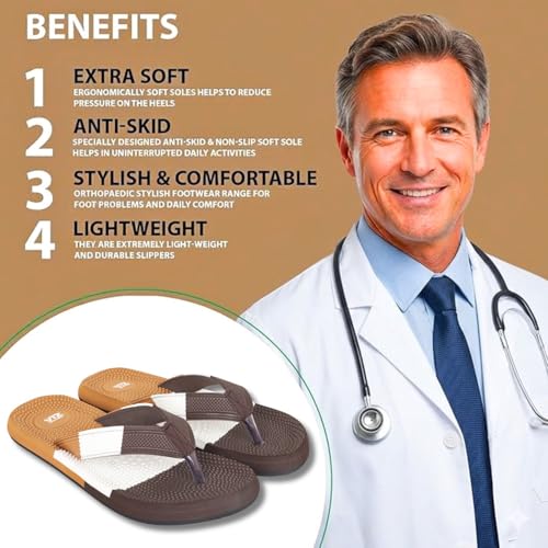 Image of Men's Orthopedic Comfort Flip Flops Slippers | Cushioned Footbed | Anti-Slip Sole | Men,s Slippers