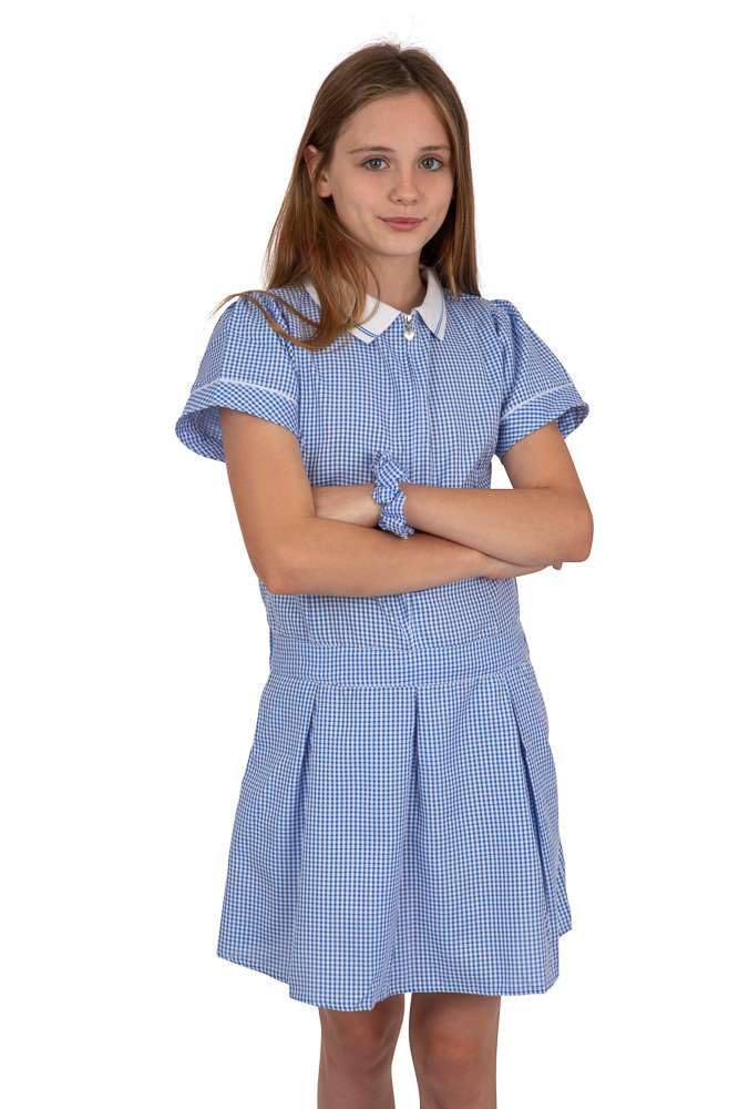 Listers Schoolwear Girl's School Uniform Pleated Gingham Summer Dress + Hair Bobble Age 3 4 5 6 7 8 9 10 11 12 13 14 15 16 17 18 Years