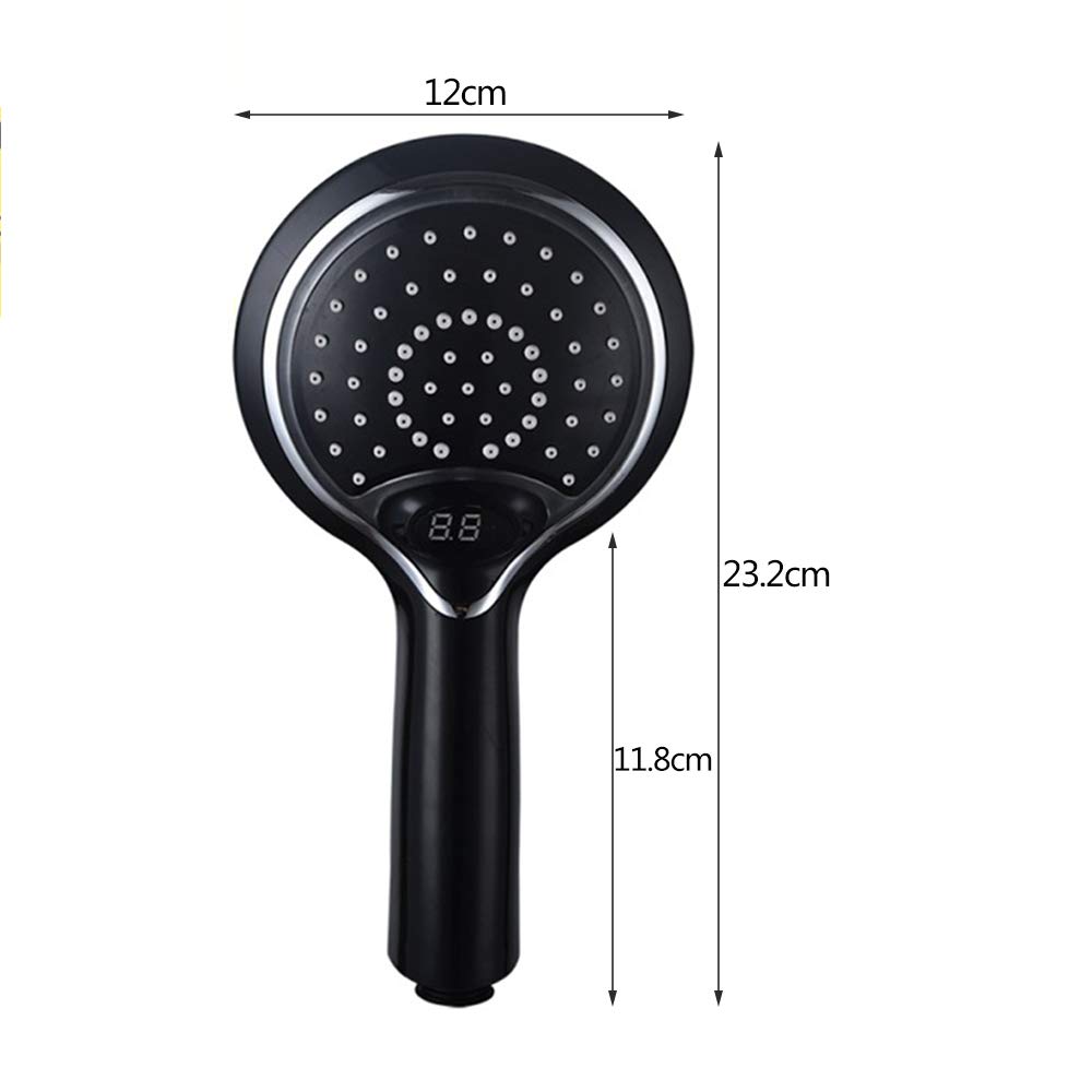 Automatyczna słuchawka prysznicowa LED, 3 kolory, zmiana temperatury LED, stopniowa zmiana strumienia wody, do łazienki, pod ciśnieniem, chrom, czarna, M (Noir, M)