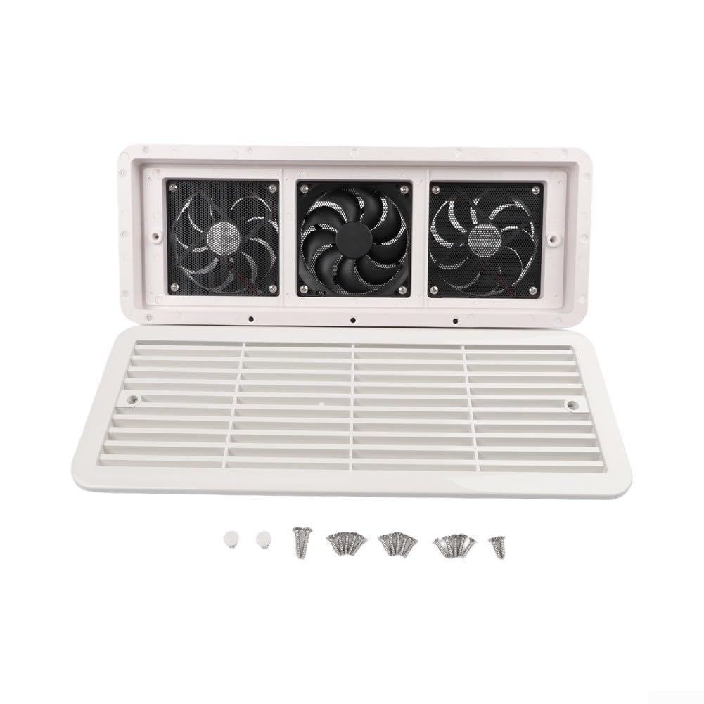 Ventilazione laterale RV 12 V con 3 ventole e griglia di protezione ABS per frigorifero per roulotte
