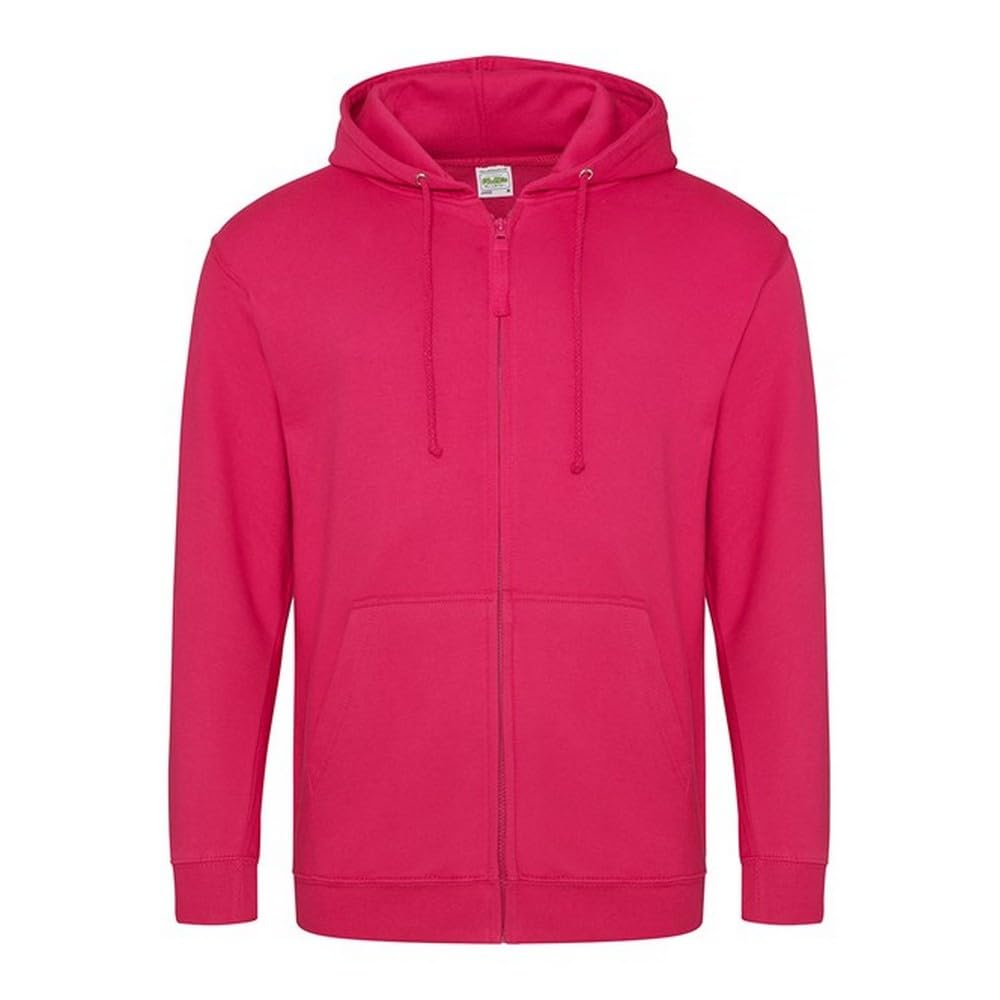 AWDis Just Hoods Men's Zoodie Hoodie, Pink (Hot Pink), Large