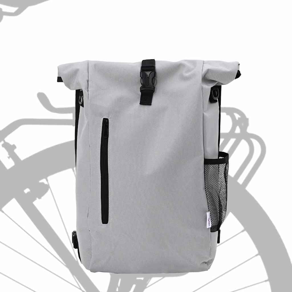 Alforja de bicicleta para portaequipajes, impermeable, 31 x 13 x 58 cm, para hombre y mujer, bolsillo lateral para ciclismo y uso diario, color gris